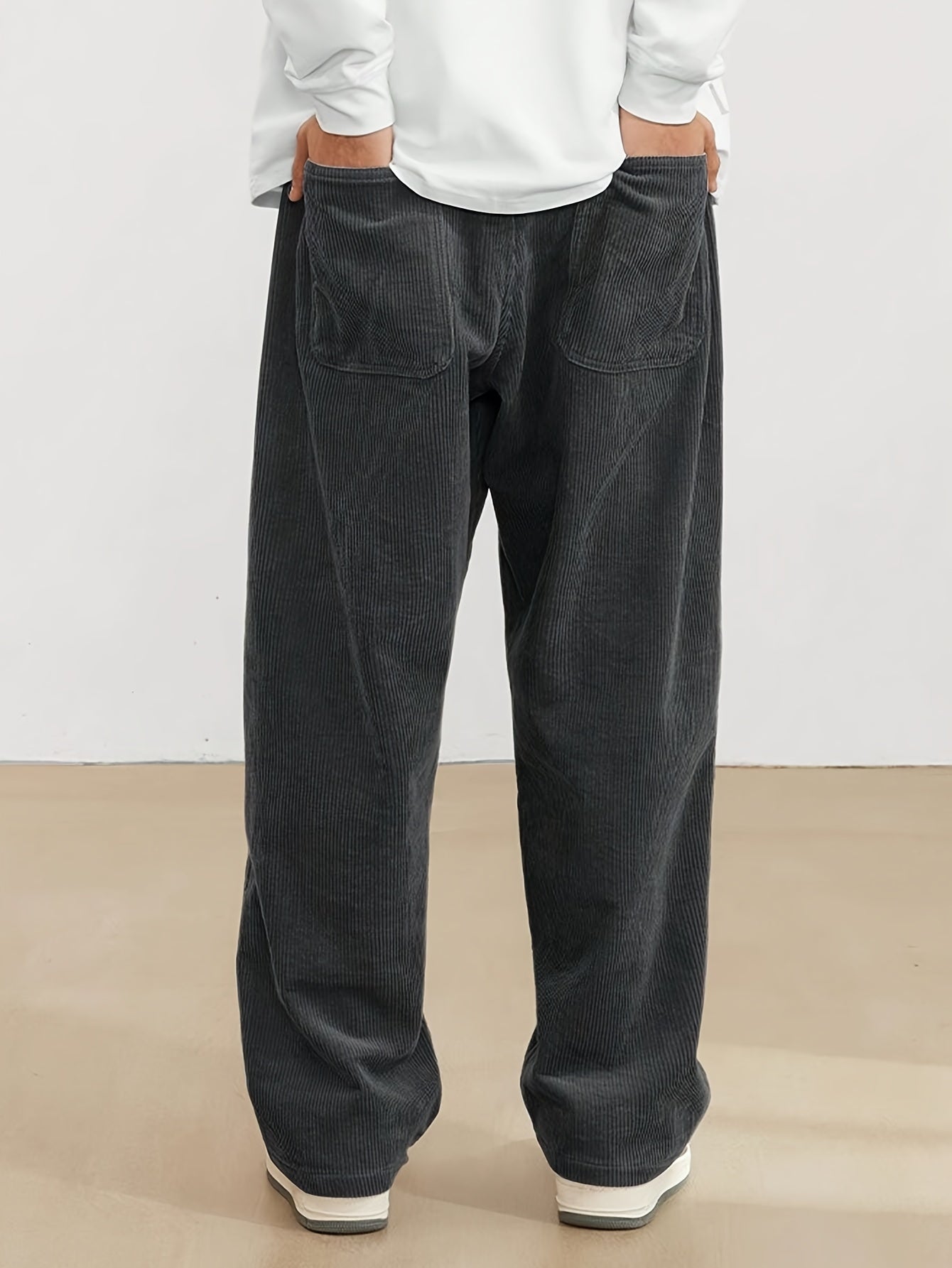 Leo - Pantalón ancho hombre pana casual streetwear