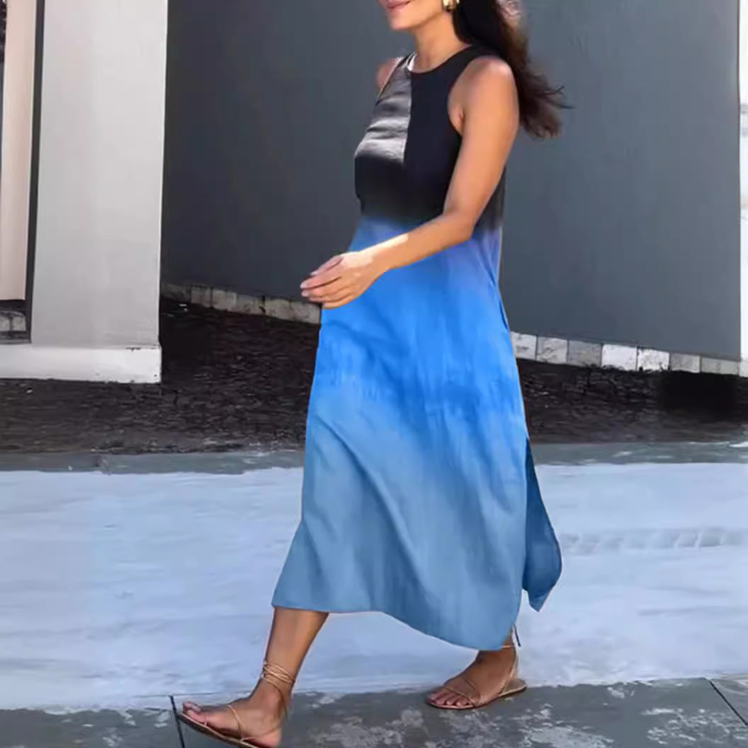 Shiela - Vestido midi degradado sin mangas