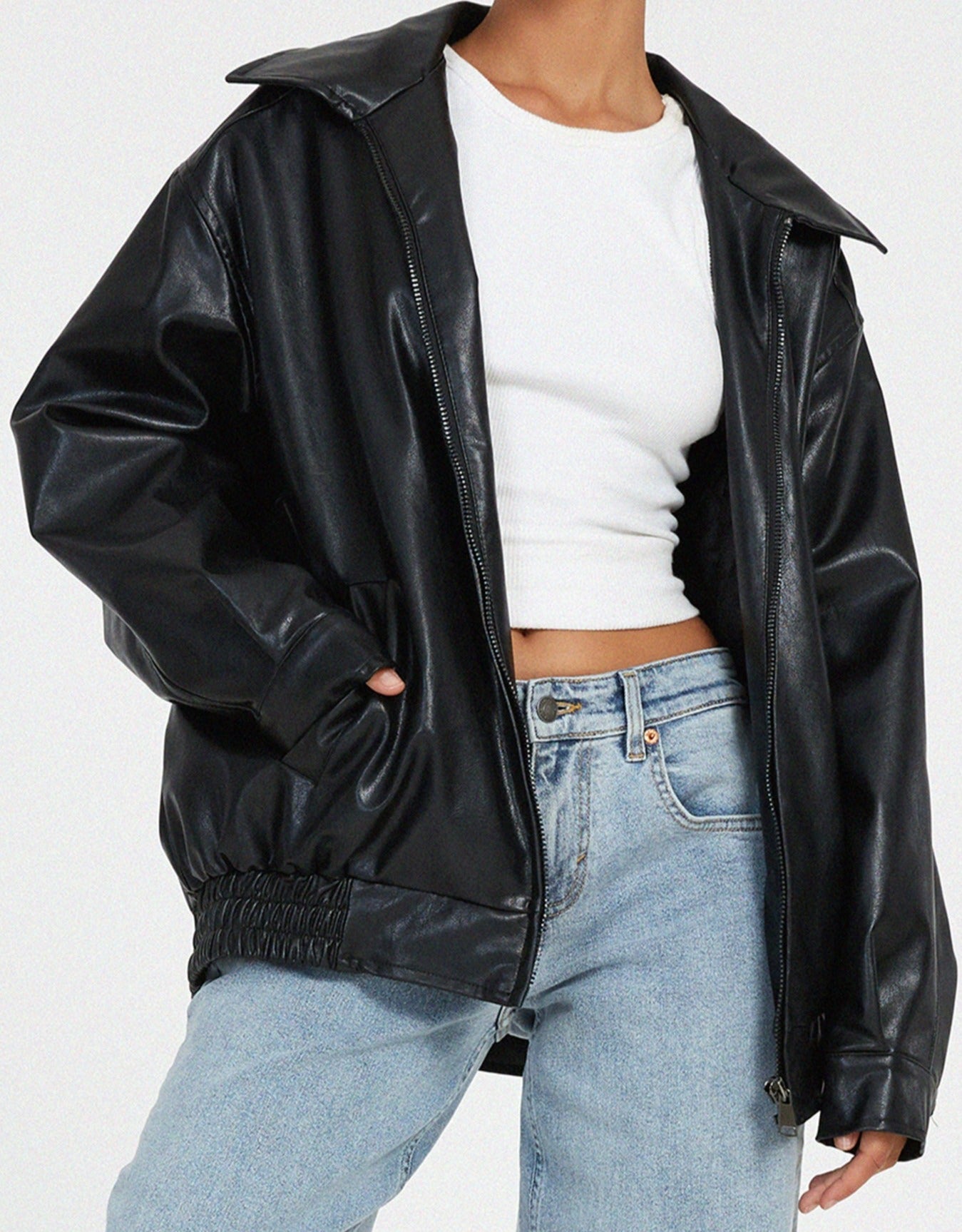 Camila - Chaqueta mujer oversize de cuero sintético