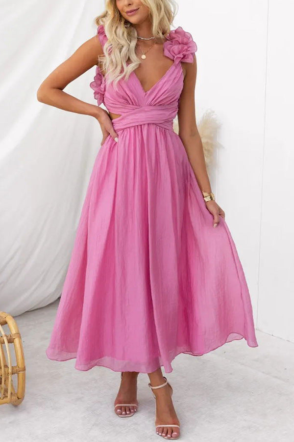 Rona - Vestido midi con volantes en los hombros
