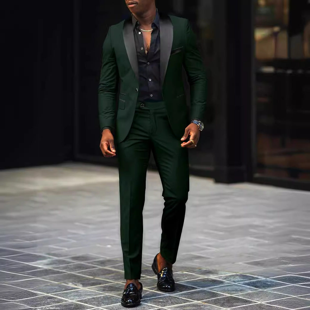 Leonardo - Traje slim-fit con solapas en contraste