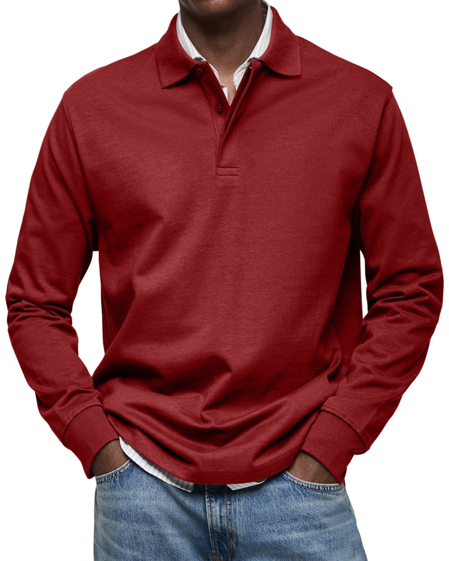 Mateo - Polo de hombre manga larga con cuello clásico