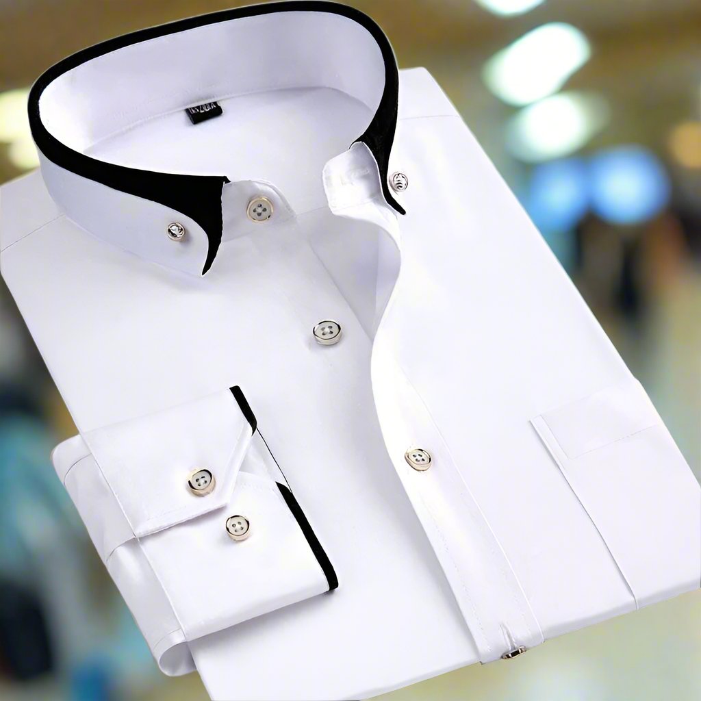 Esteban - Camisa de hombre manga larga con cuello contraste