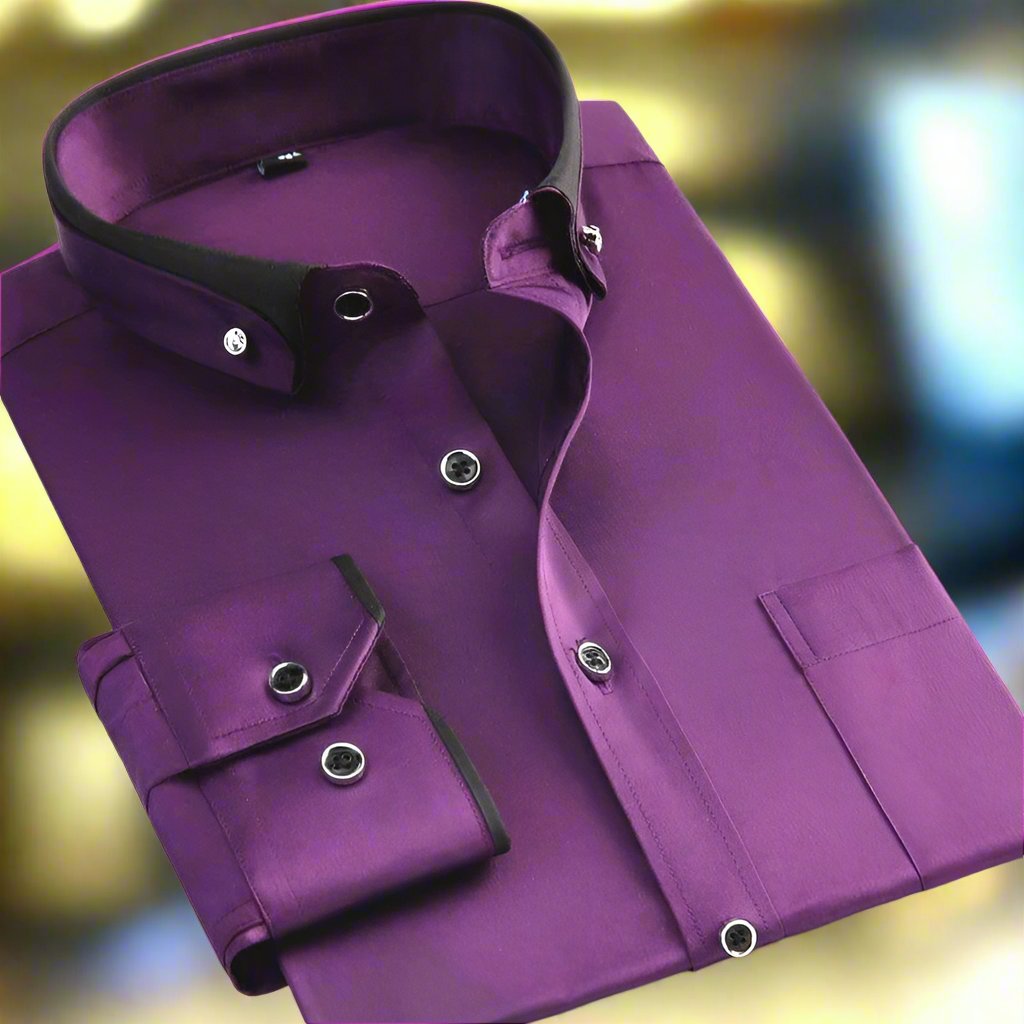 Esteban - Camisa de hombre manga larga con cuello contraste