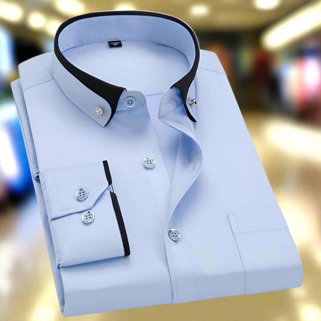 Esteban - Camisa de hombre manga larga con cuello contraste
