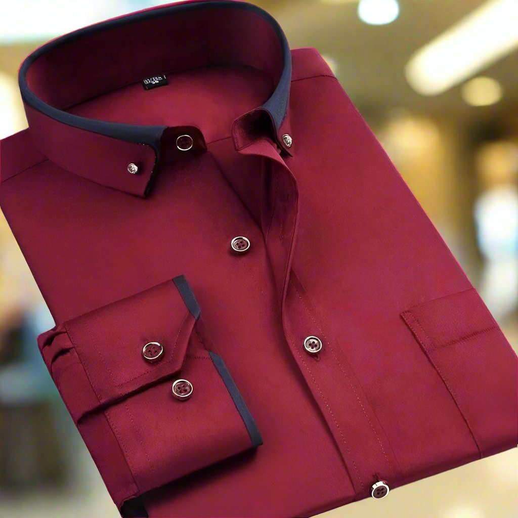 Esteban - Camisa de hombre manga larga con cuello contraste