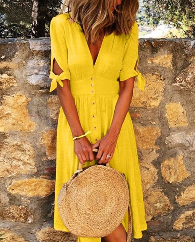 Celia - Vestido midi de verano con botones delanteros