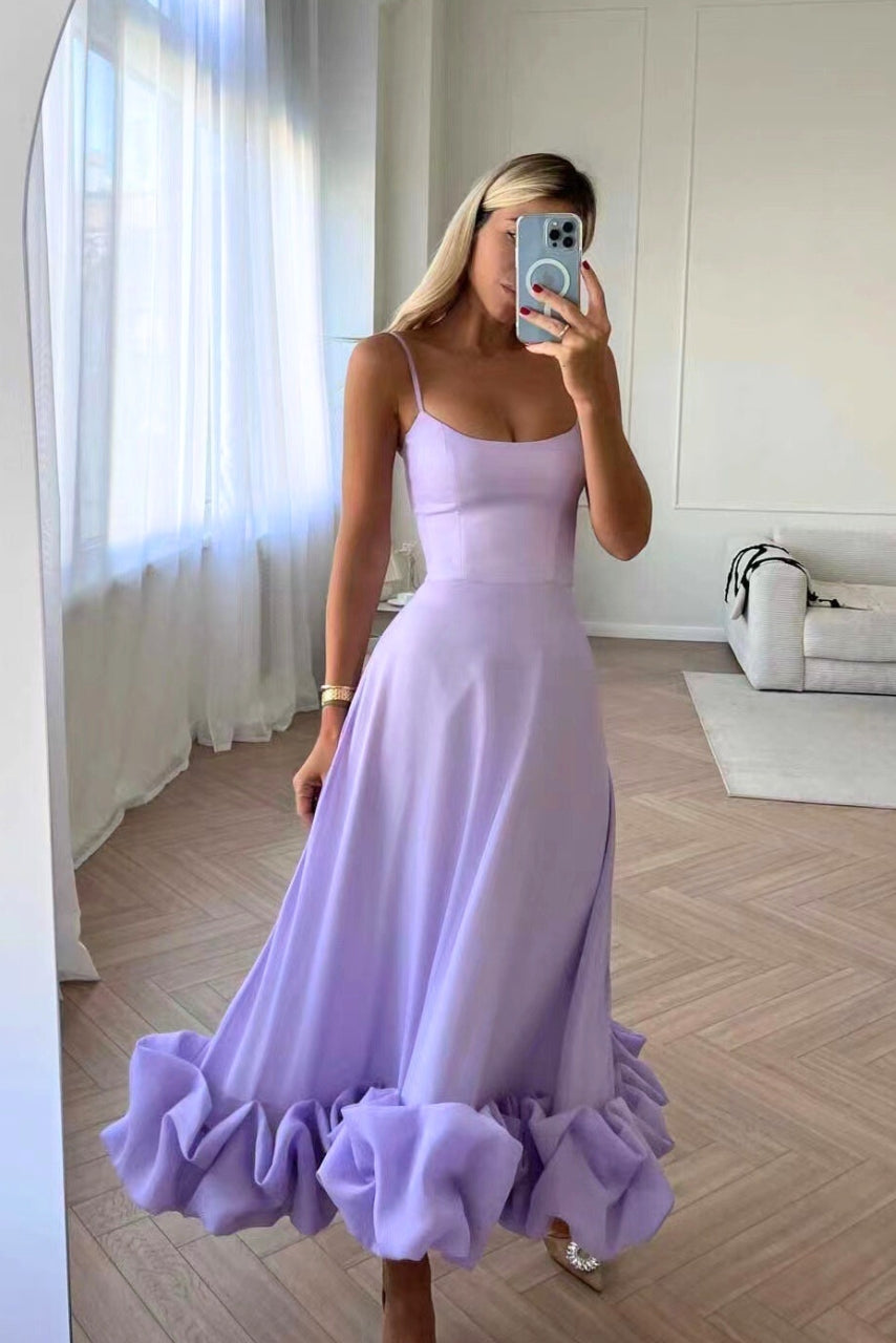 Isabella – Vestido de Fiesta con Tirantes y Volantes