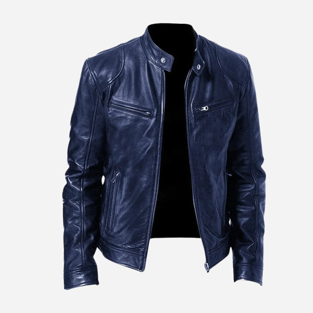 Andrés - Chaqueta de cuero hombre con cremallera