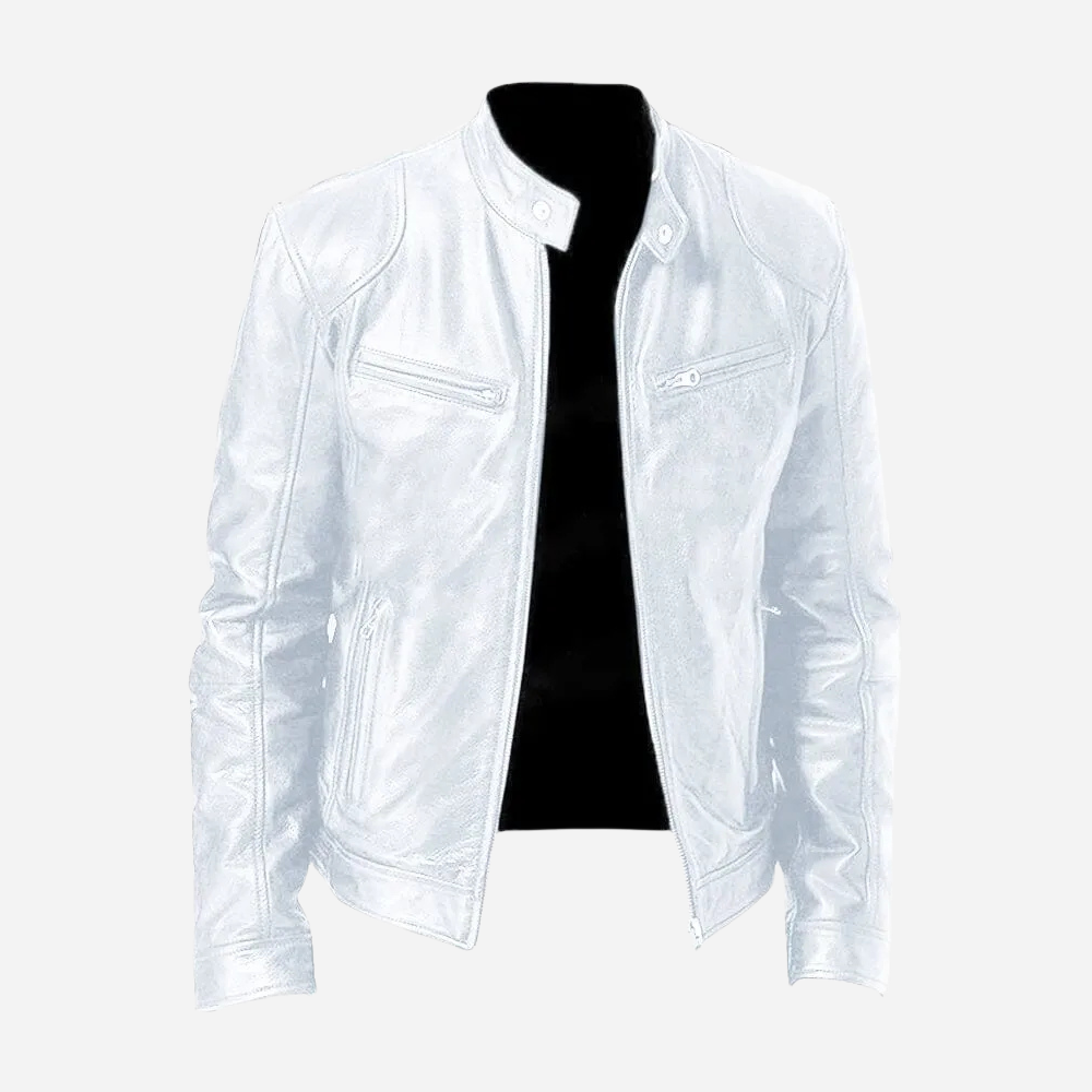 Andrés - Chaqueta de cuero hombre con cremallera
