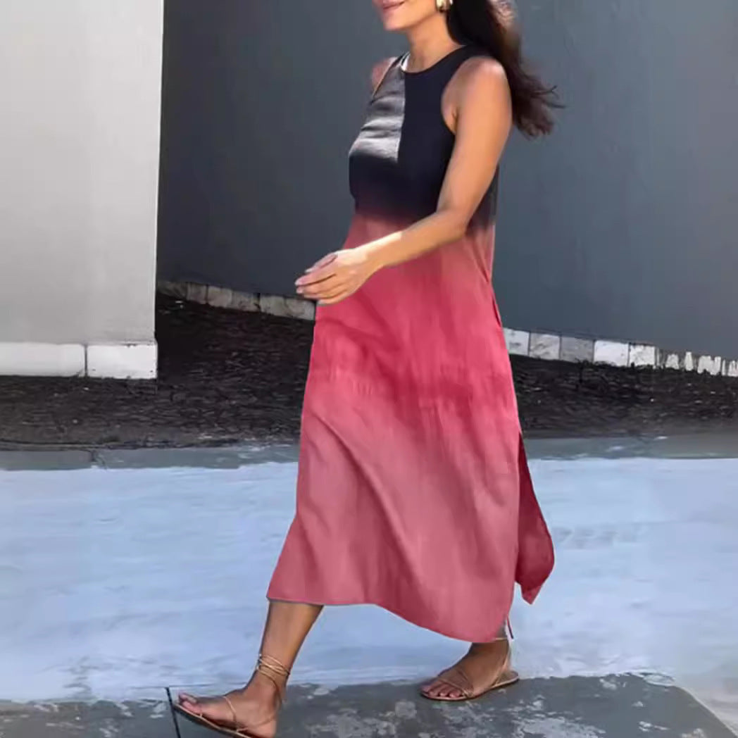 Shiela - Vestido midi degradado sin mangas