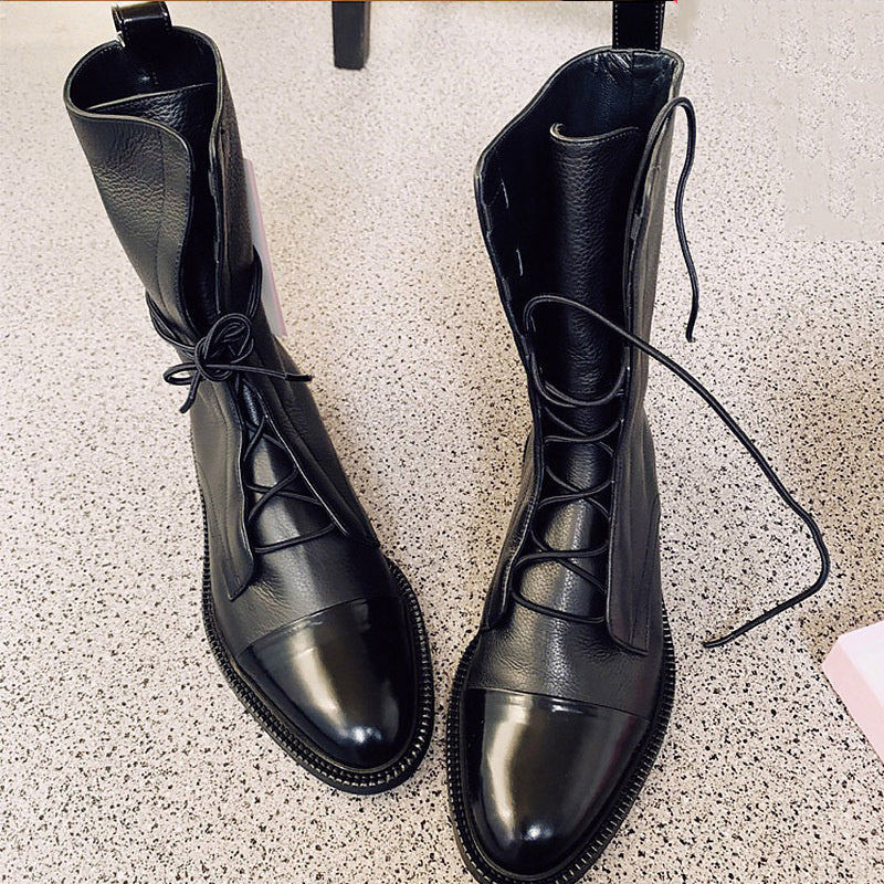 Lucía - Botas altas de cuero con cordones
