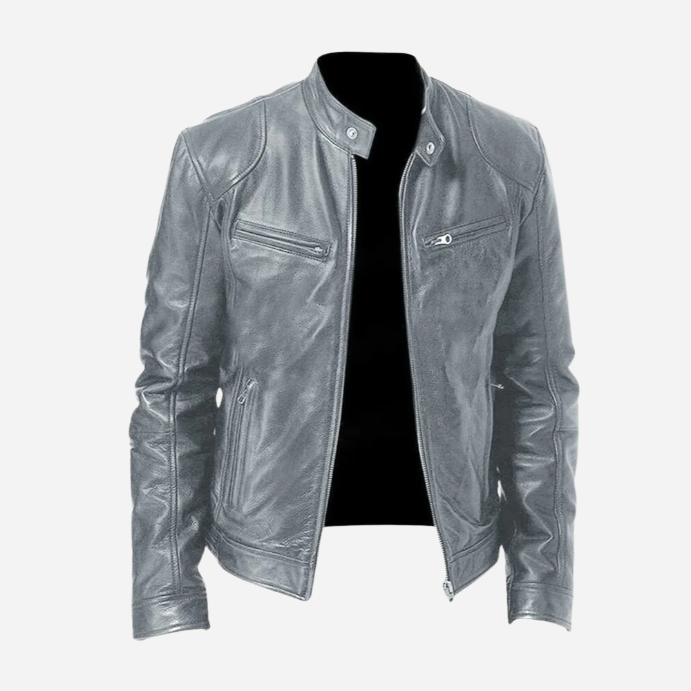 Andrés - Chaqueta de cuero hombre con cremallera