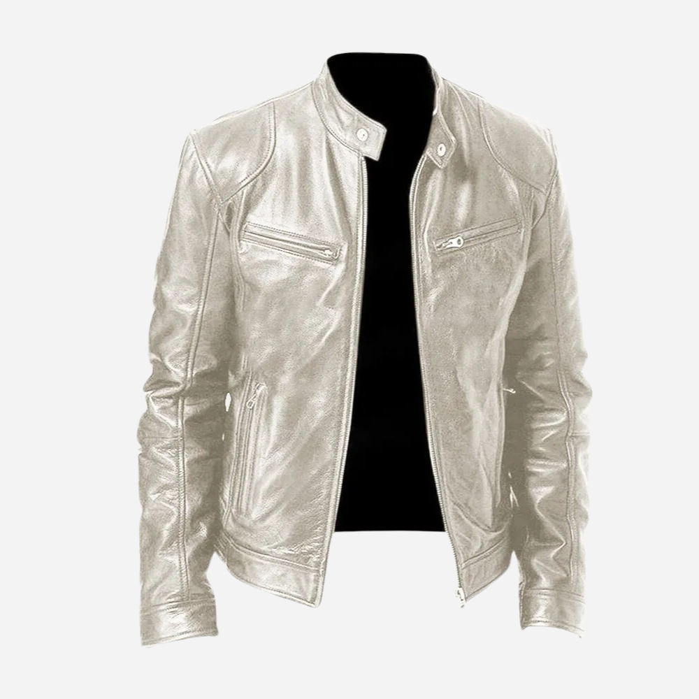 Andrés - Chaqueta de cuero hombre con cremallera