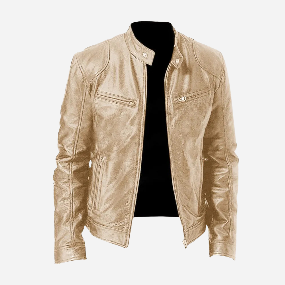 Andrés - Chaqueta de cuero hombre con cremallera