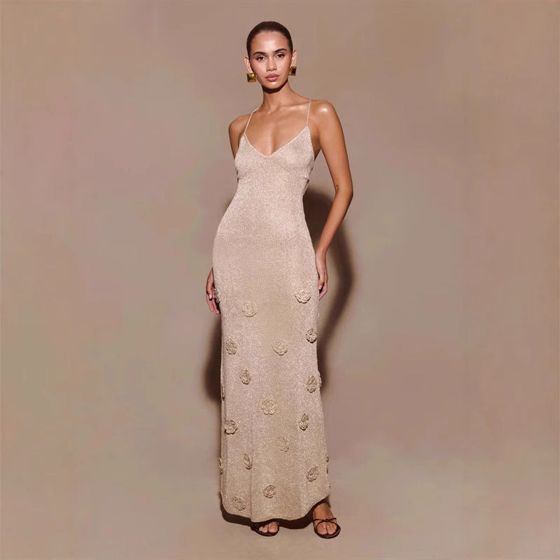 Renata - Vestido largo con textura floral