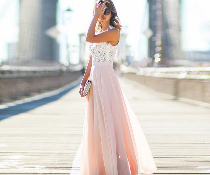 Lucía - Vestido largo con encaje floral