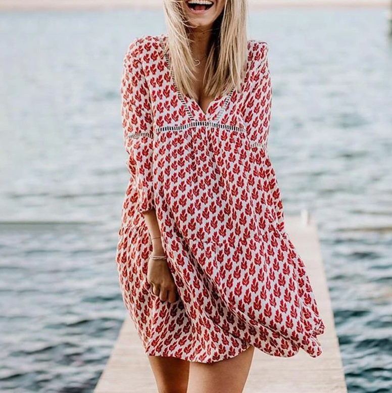 Amalia - Loose boho printed midi dress