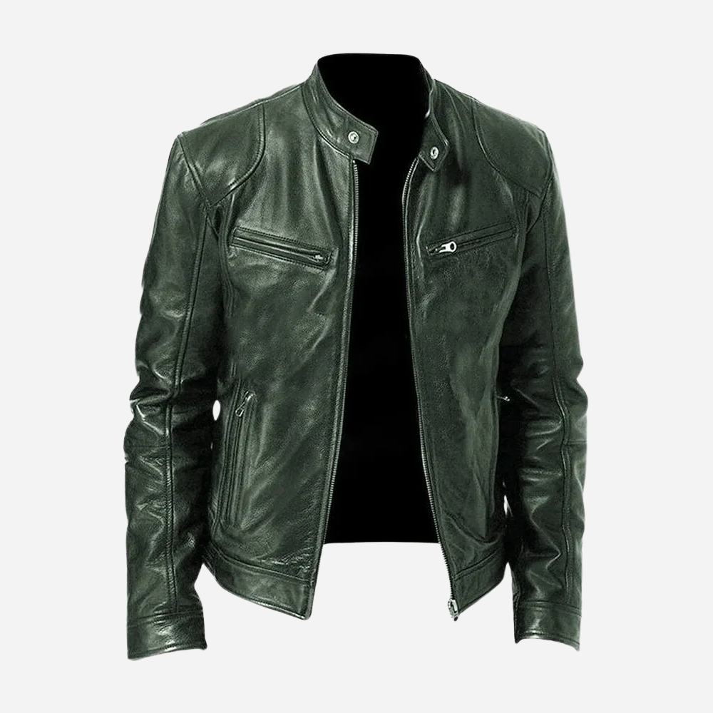 Andrés - Chaqueta de cuero hombre con cremallera