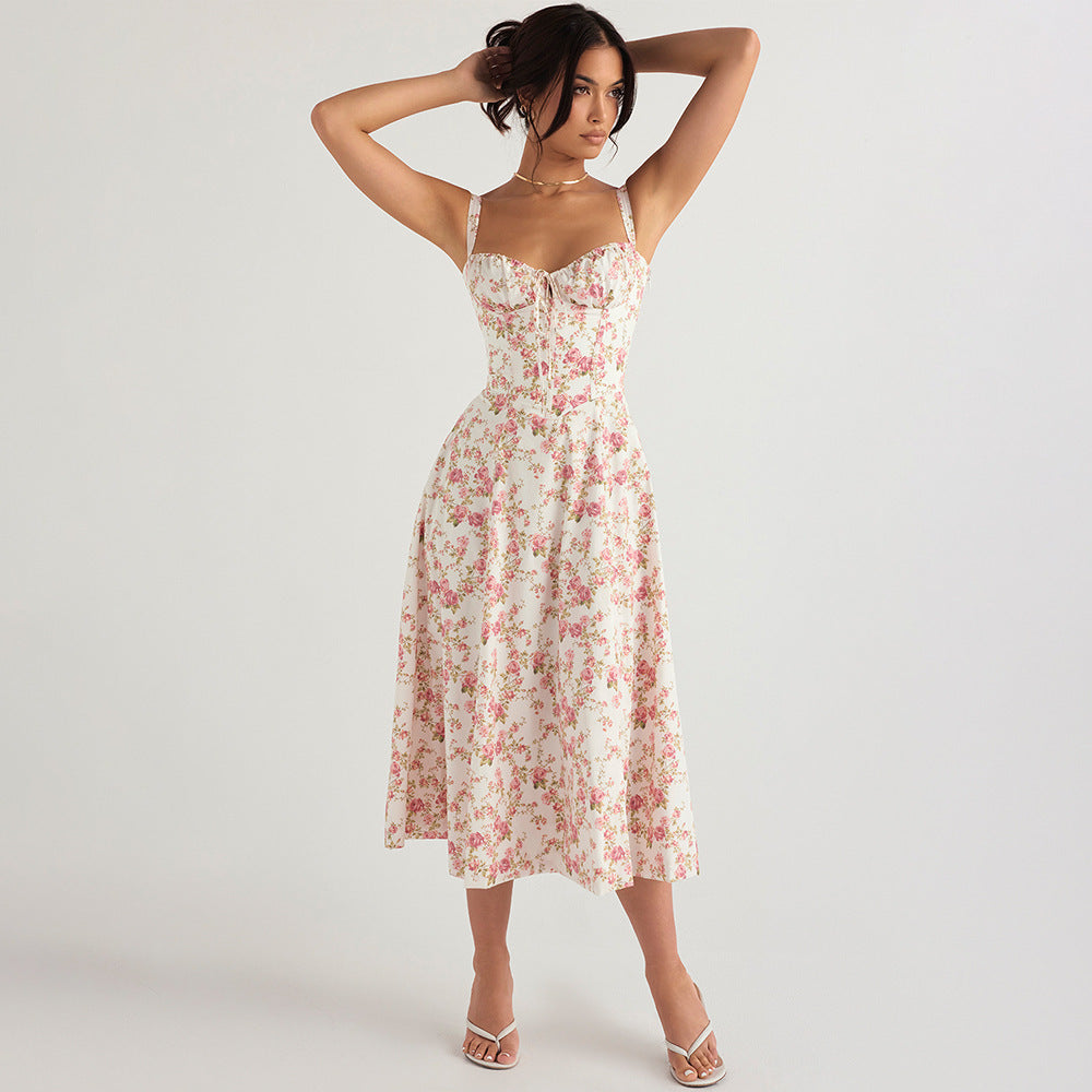 Louela - Vestido floral con abertura midi