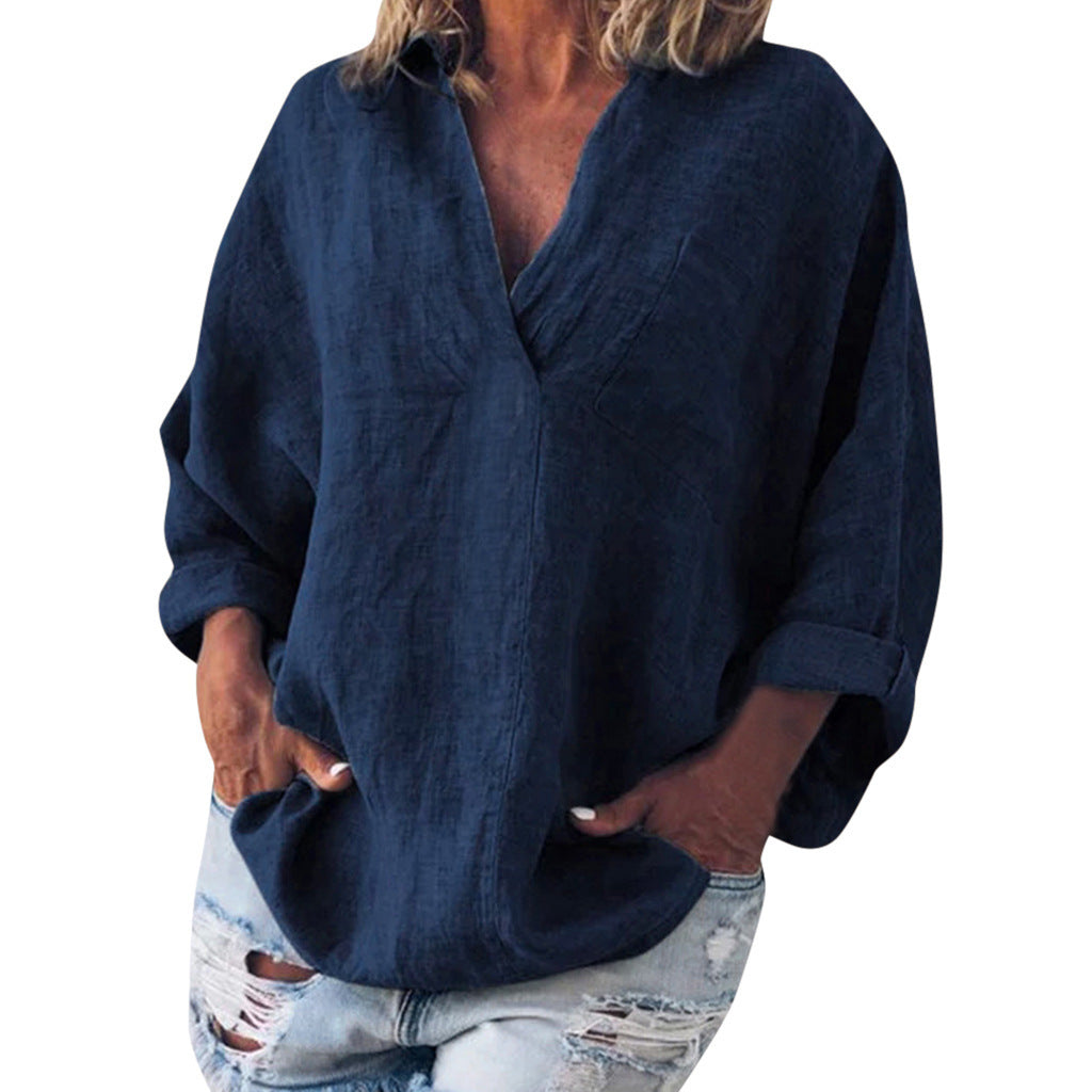 Lucía - Blusa oversize de lino con bolsillo