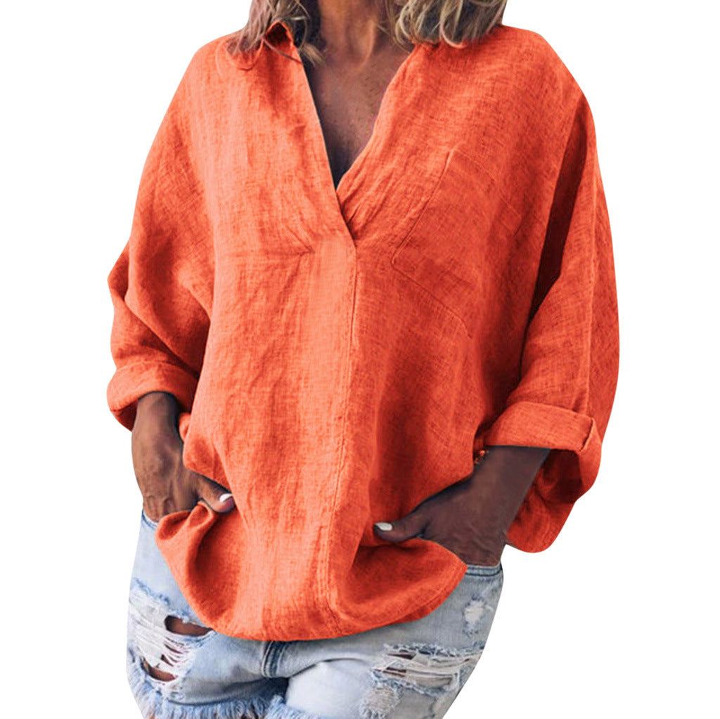 Lucía - Blusa oversize de lino con bolsillo