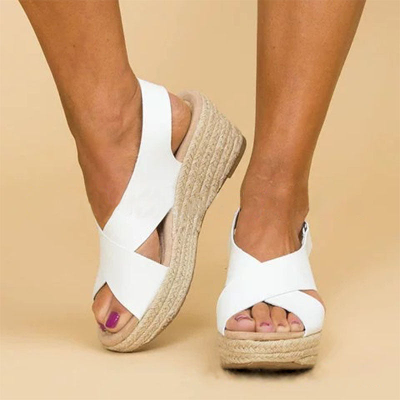 Clara - Sandalias de cuña con tiras cruzadas