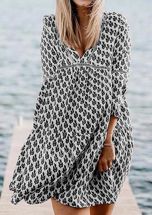 Amalia - Loose boho printed midi dress