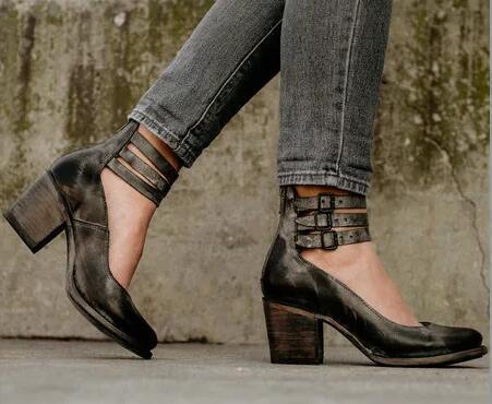 Emilia - Zapatos de tacón vintage cuero