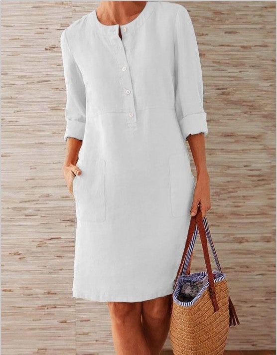 Paula - Vestido camisero de lino casual