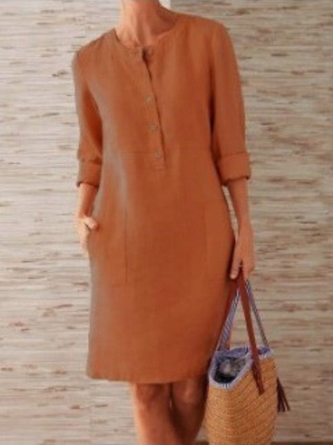 Paula - Vestido camisero de lino casual