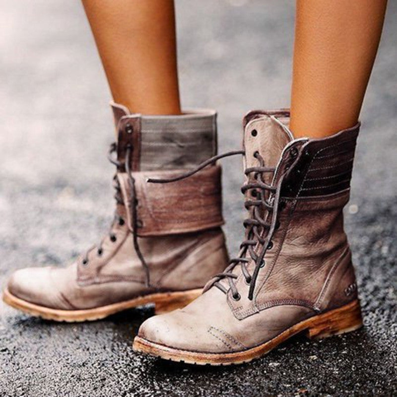 Andrea - Botas militares azules con cordones