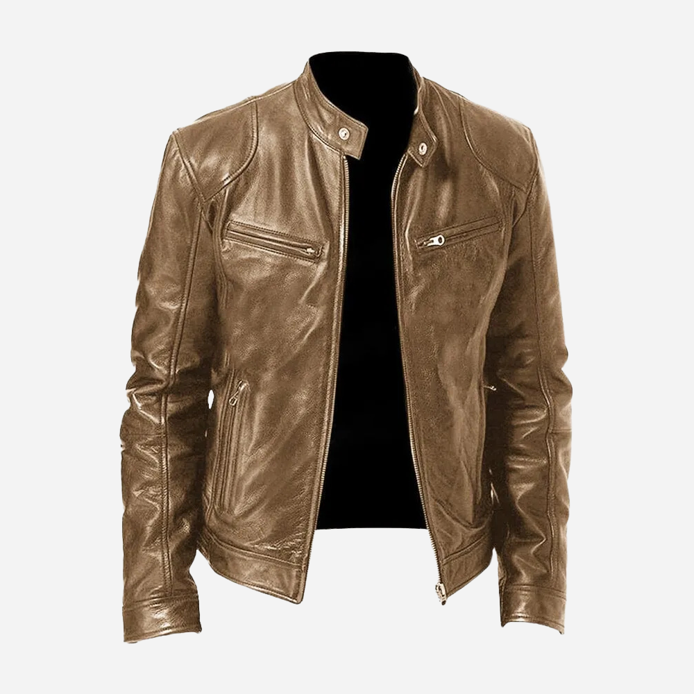 Andrés - Chaqueta de cuero hombre con cremallera