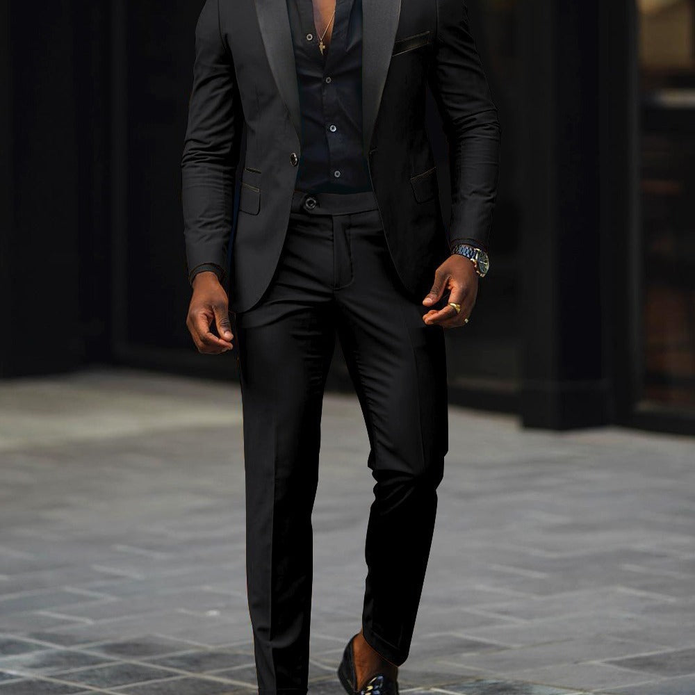 Leonardo - Traje slim-fit con solapas en contraste