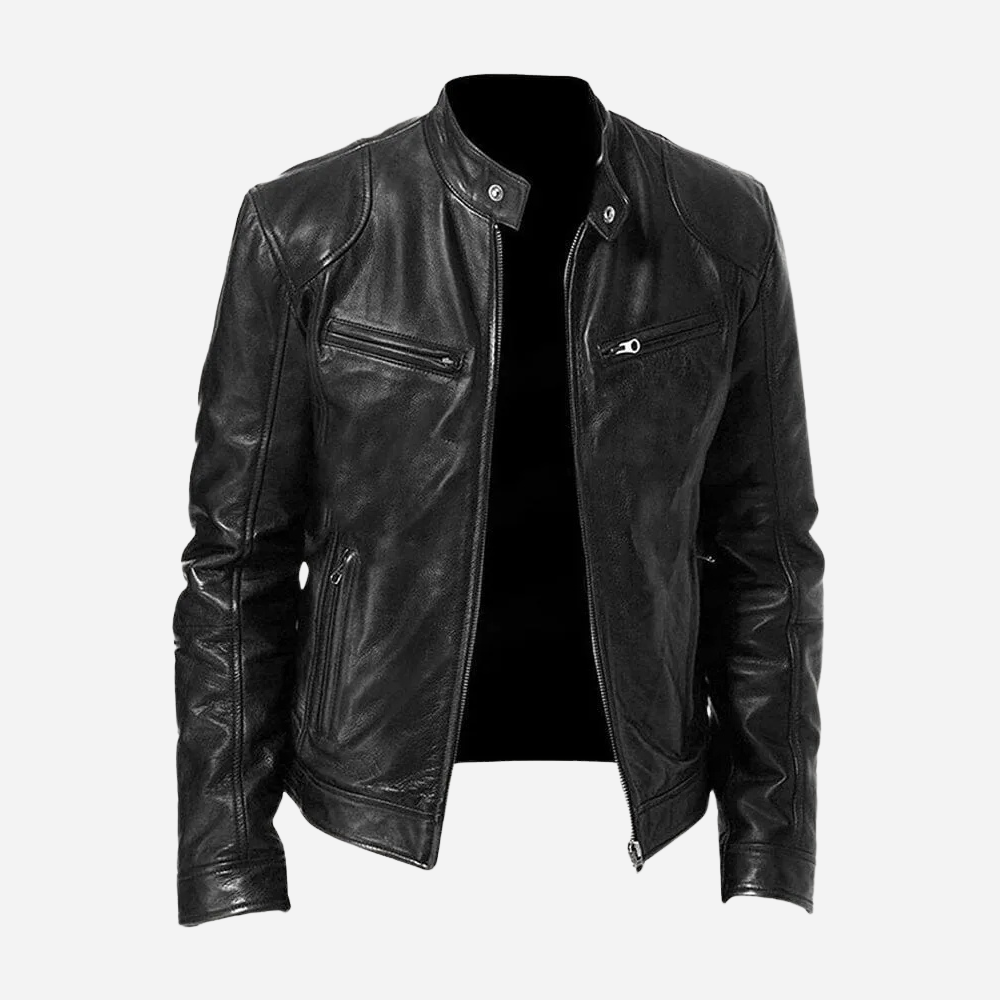 Andrés - Chaqueta de cuero hombre con cremallera