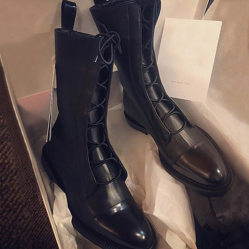 Lucía - Botas altas de cuero con cordones