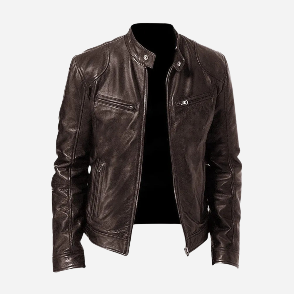 Andrés - Chaqueta de cuero hombre con cremallera