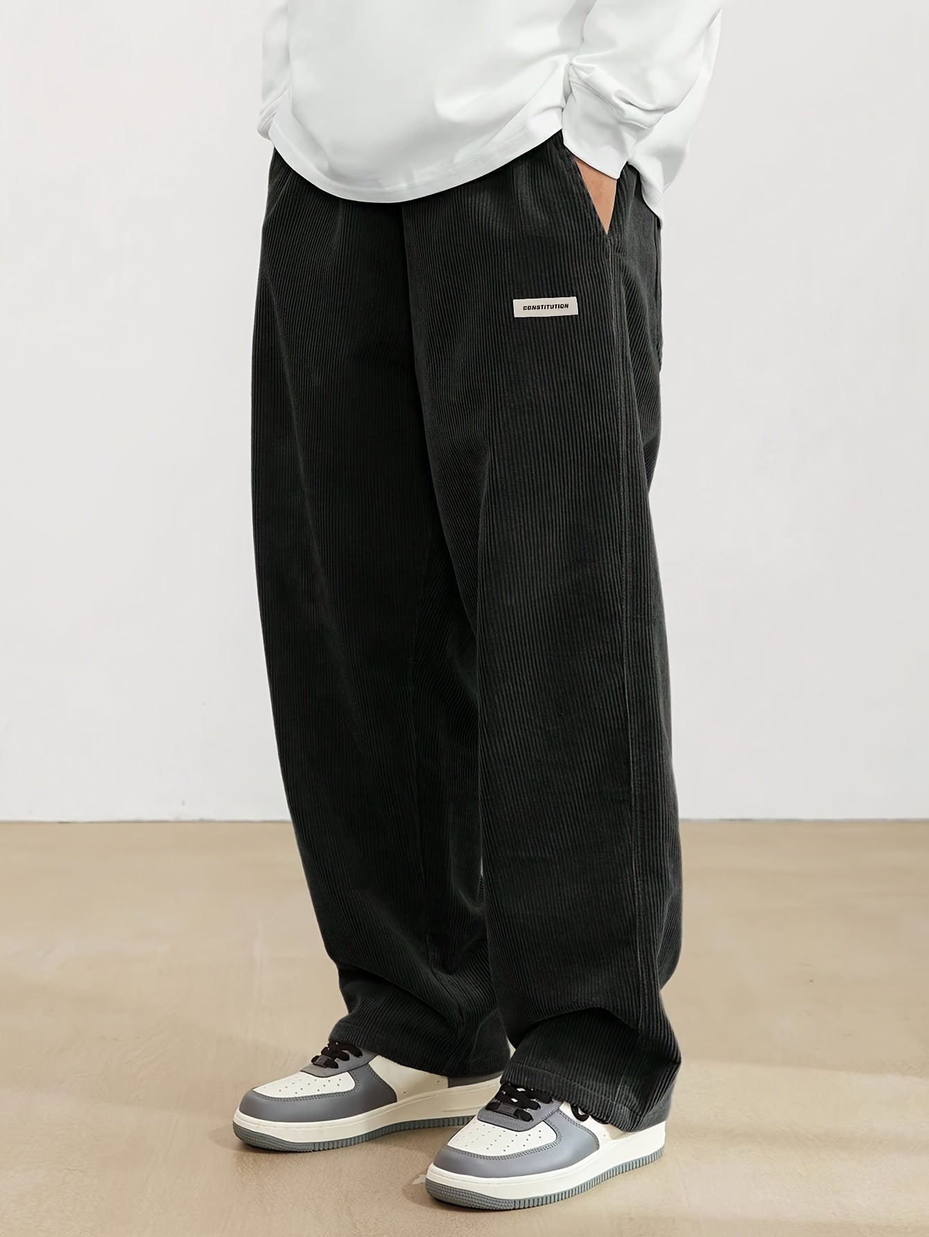 Leo - Pantalón ancho hombre pana casual streetwear