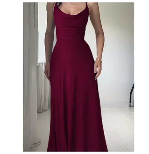 Loida - Vestido midi azul sin mangas