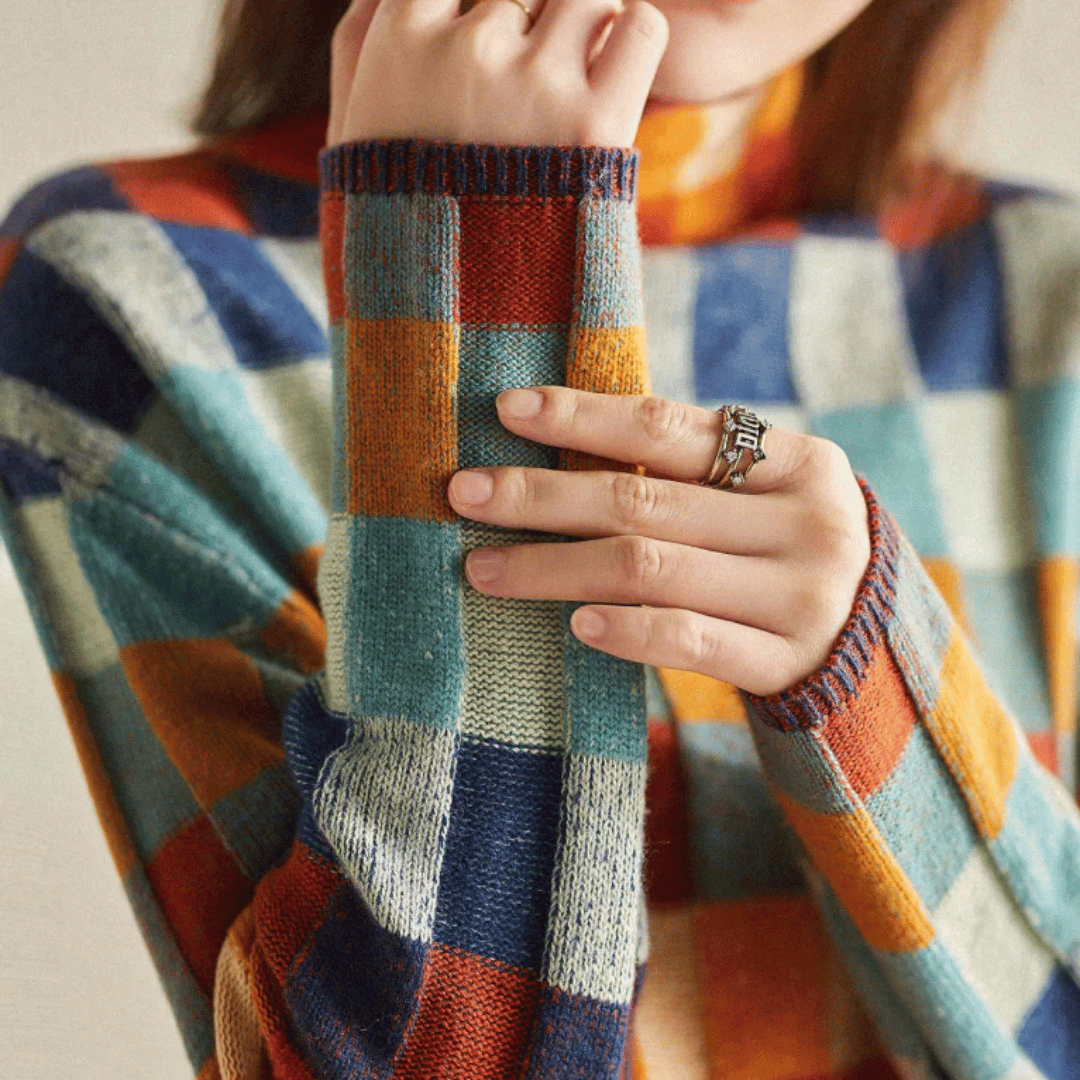 Diana - Suéter de cashmere de punto cuadros mujer
