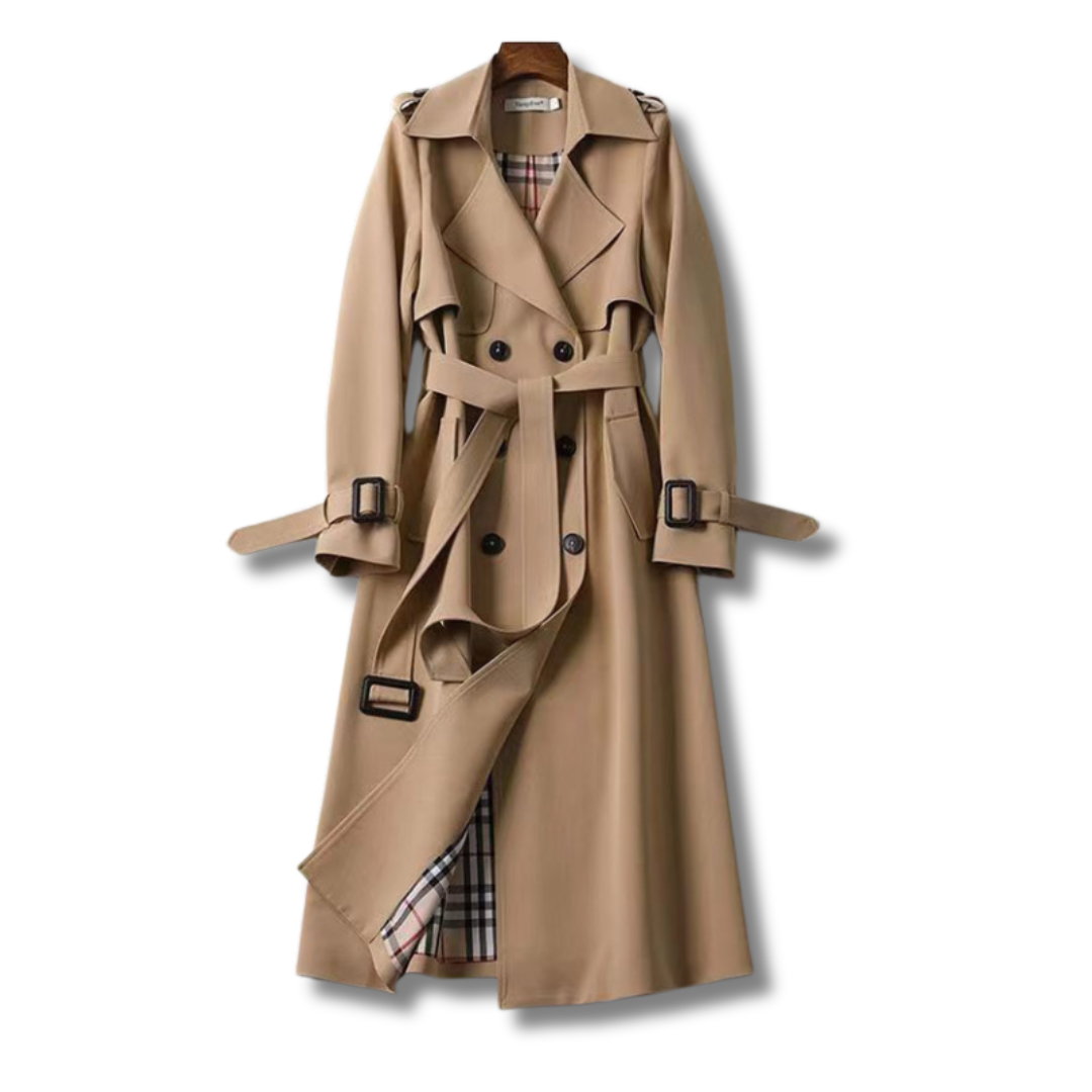 Beatriz - Trench coat de lana largo mujer con cinturón