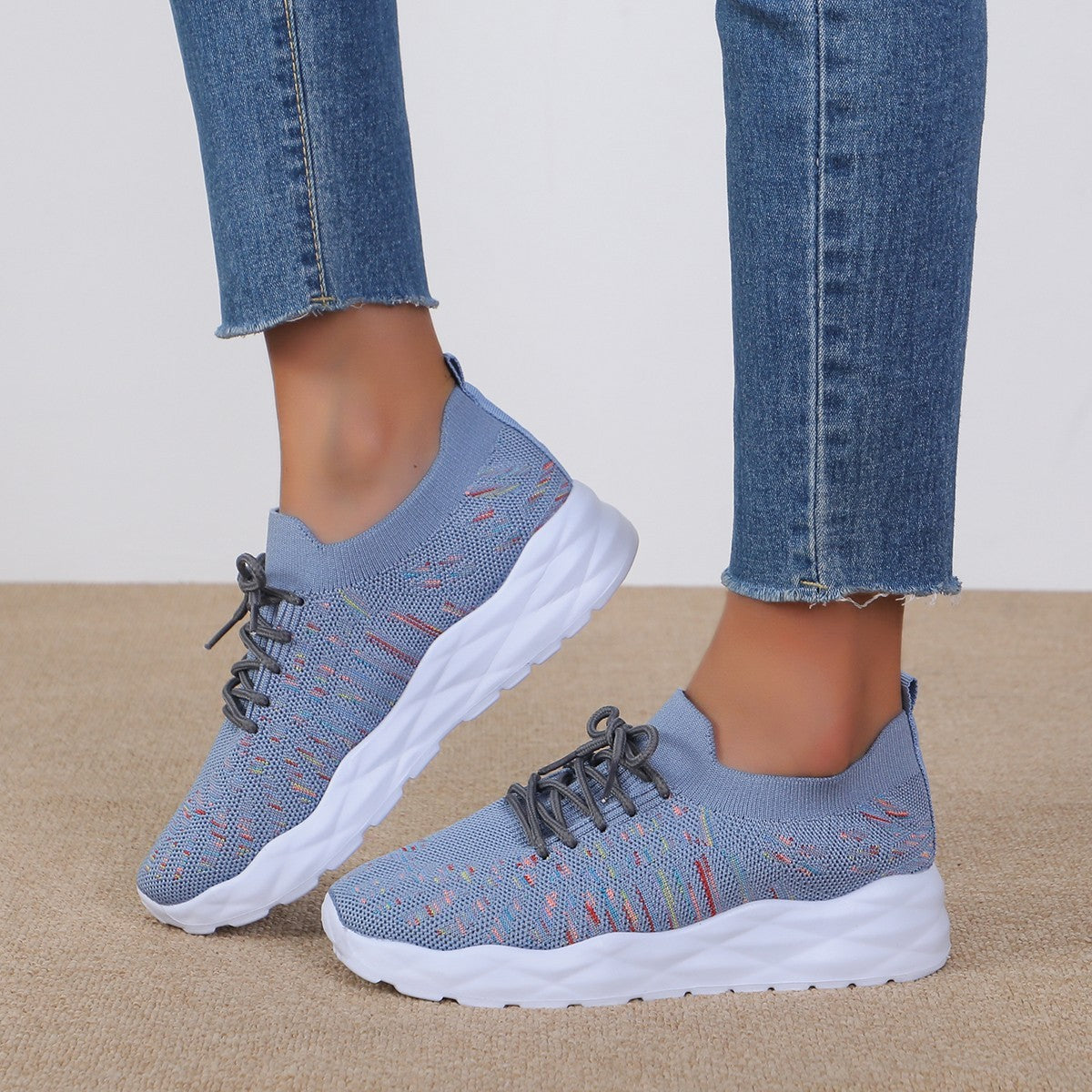 Loida - Zapatillas de punto con cordones