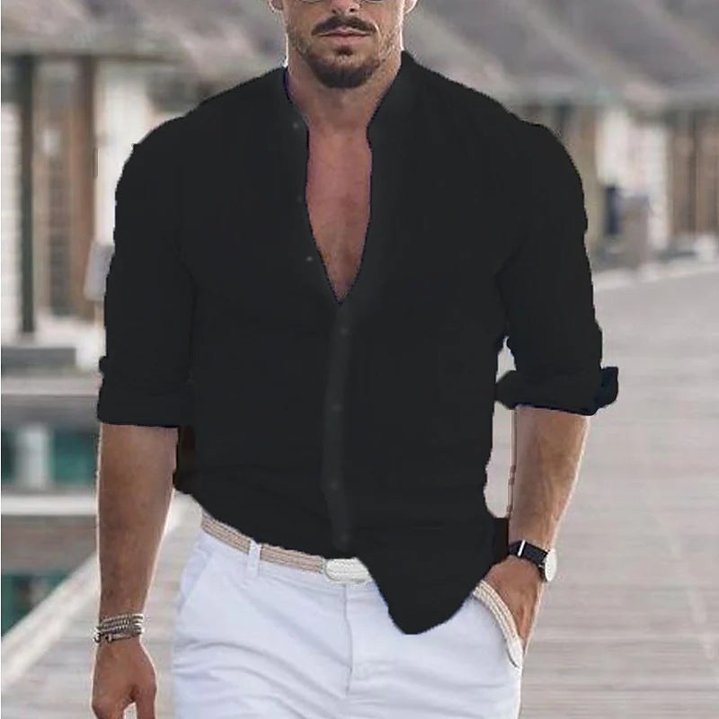 Lester - Camisa de lino de manga larga