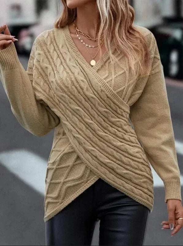Ahri – Jersey cruzado de punto elegante
