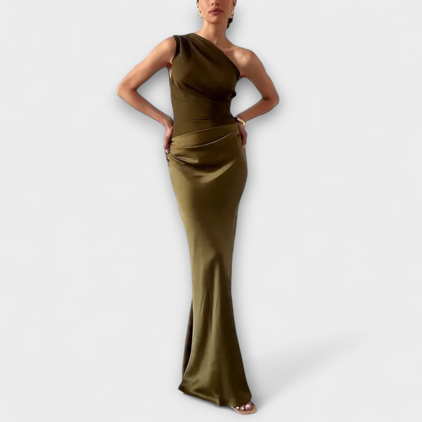Amelia - Vestido largo satinado asimétrico mujer