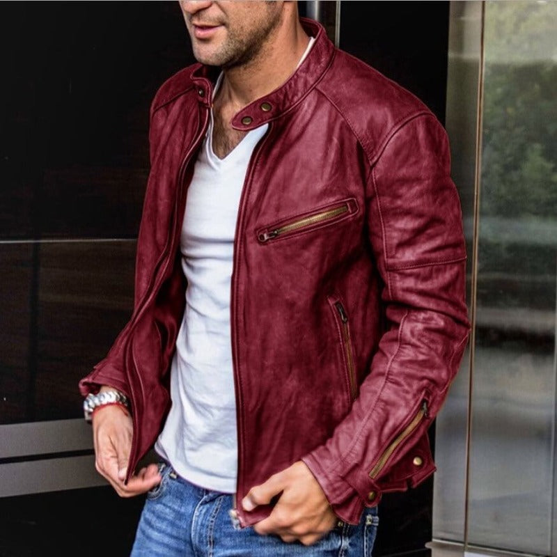 Alejandro – Chaqueta de cuero estilo motorista para hombre