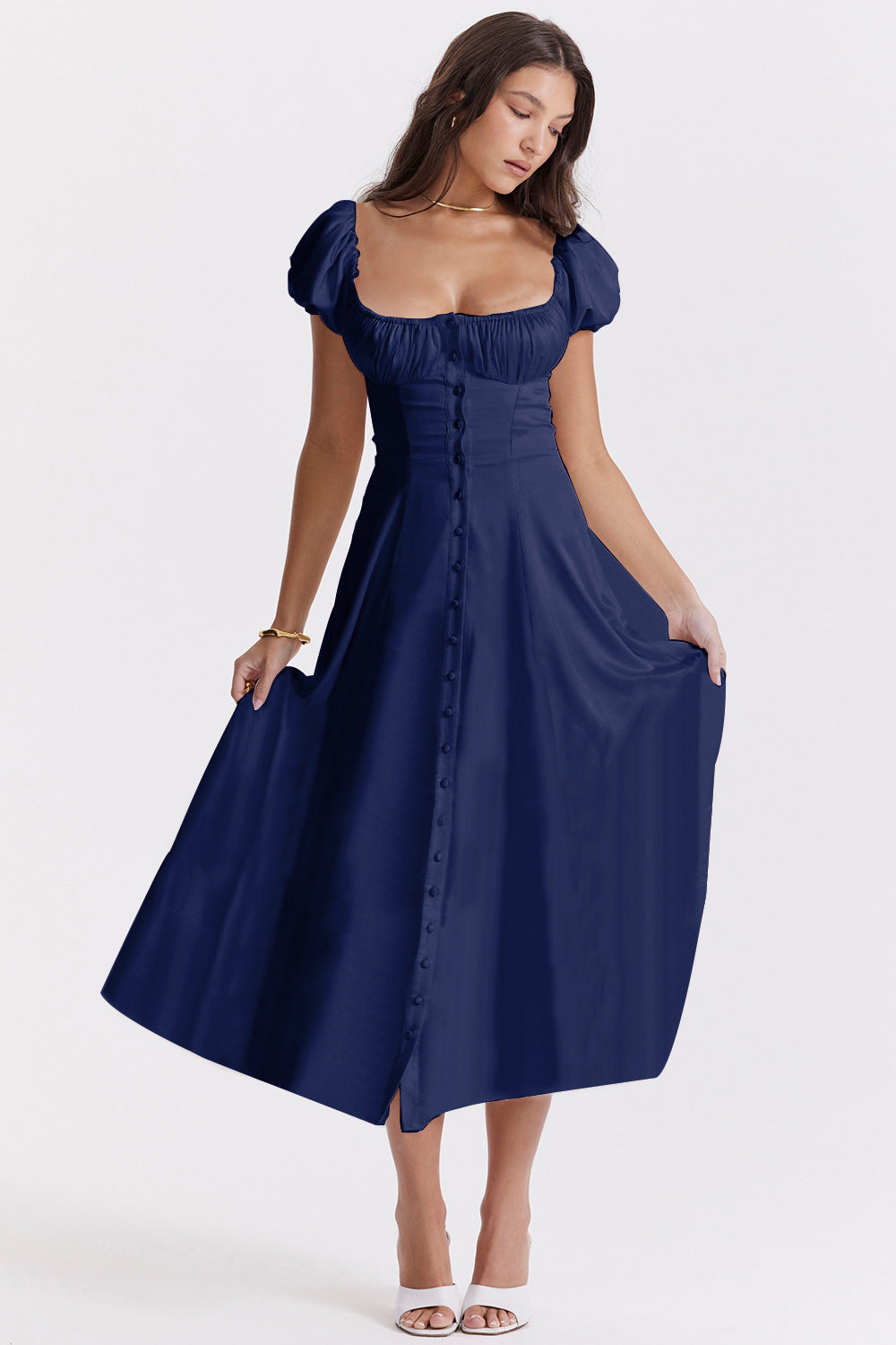 Beatriz - Vestido midi con corset y botones