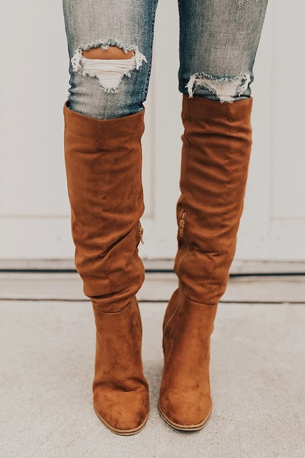 Carmela - Botas altas de ante con tacón