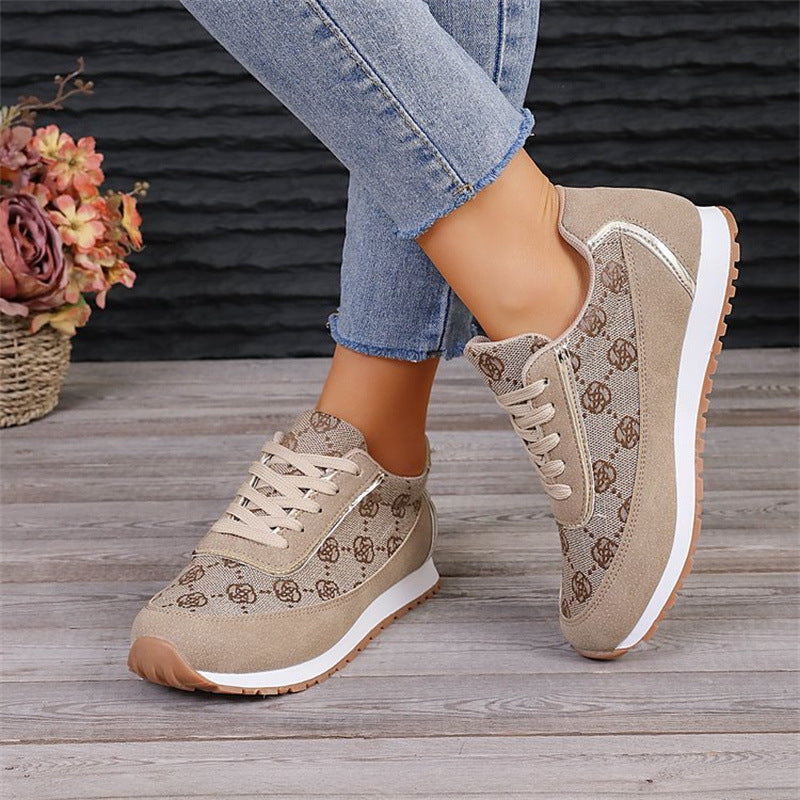 Zylarie | Zapatillas deportivas transpirables con estampado floral y cordones