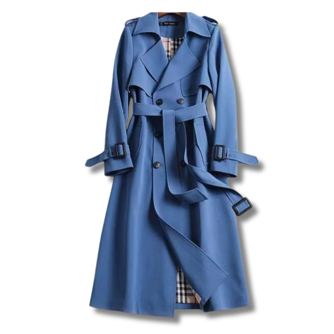 Beatriz - Trench coat de lana largo mujer con cinturón